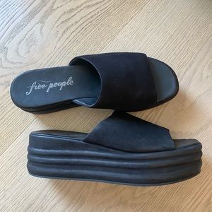Free People Harbor Platform Leather Slide Sandal